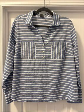 Anne Klein Blue and White Striped Top